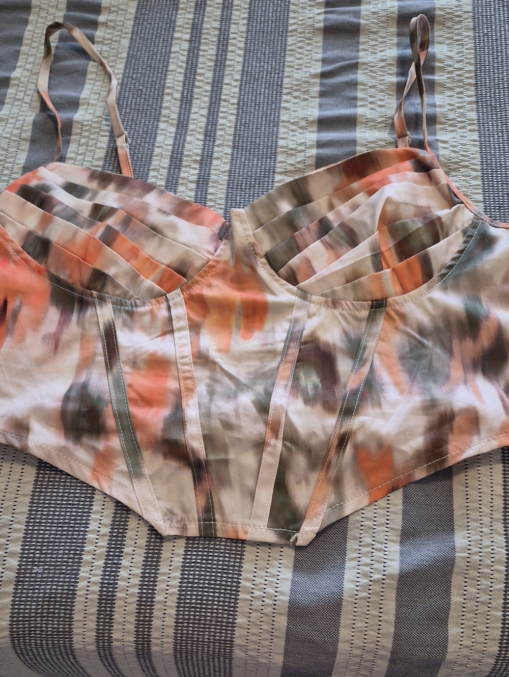 SHEIN Peach Multi Watercolor Bustier Cami